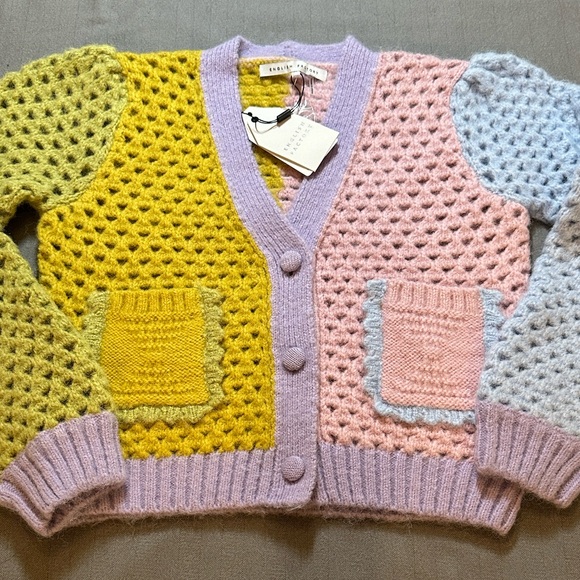 English Factory Pastel Colorblock Sweater Cardigan NWT XS - Picture 4 of 6